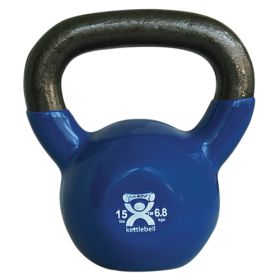 Kettlebell Vinyl Coated Weight Blue  15lb  9  Diameter