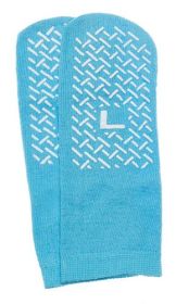 Slipper Socks; Large Sky Blue Pair  Men's 7-9   Wms 8-10