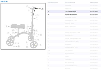 Complete Left Hand Brake for 790 Knee Walker