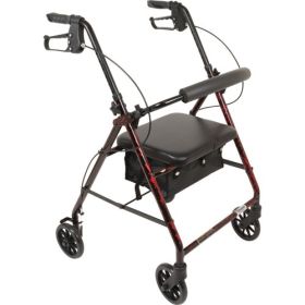 Deluxe Aluminum Rollator  Burgundy  Flame  8  Wheels