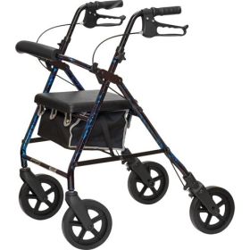 Deluxe Aluminum Rollator  Blue  Flame  8  Wheels