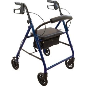 Rollator  Steel  6  Wheels Blue  300 lb. Weight Cap