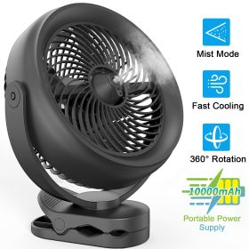 10000mAh Battery Operated Misting Fan with Clip, 8-Inch Mist Fan for Desk, Detachable Battery, 3 Speeds, 2 Mist Modes with 200ml Tank, 48 Hours Workin