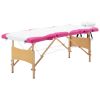 Foldable Massage Table 4 Zones Wood White and Pink