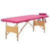 Foldable Massage Table 4 Zones Wood Pink