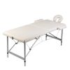 Cream White Foldable Massage Table 2 Zones with Aluminum Frame