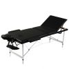 Black Foldable Massage Table 3 Zones with Aluminum Frame