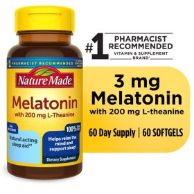 Nature Made Melatonin 3mg with L-Theanine 200 mg Softgels;  60 Count