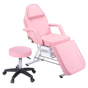 Massage Salon Tattoo Chair with Two Trays Esthetician Bed with Hydraulic Stool,Multi-Purpose 3-Section Facial Bed Table, Adjustable Beauty Barber Spa