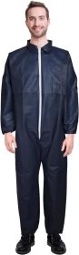 Pack of 5 Hazmat Suits Disposable Coverall. Dark Blue 3X-Large Painters Suit; 55gsm Polypropylene Protective Clothing with Zipper Front Entry and Elas