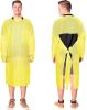 Disposable Isolation Gowns 45". Pack of 10 Yellow Disposable Gowns X-Large. Ppe Gown; CPE Medical Gowns with Long Sleeves; Apron-Style Neck. Surgical