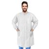 White Disposable Lab Coat. Pack of 10 Splash Proof Disposable Gowns X-Large. 40 gsm SMS Unisex Surgical Gowns with Long Sleeves; Knit Collar and Cuffs