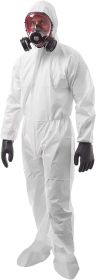 Disposable Coveralls for Men, Women Large, 25 Pack of 60 GSM Microporous White Hazmat Suits Disposable. Disposable Hazmat Suit with Hood, Boots, Elast