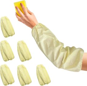 Disposable PP PE Sleeves 18". Pack of 20 (10 pairs) Yellow Polyethylene Polypropylene Oversleeves. 82 gsm Plastic Arm Sleeves Covers with Elastic Ends