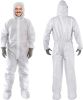 Hazmat Suits Disposable Small. Pack of 5 Disposable Coveralls. 60 gsm Microporous Protective Suits with Attached Hood; Boots; Zipper Front; Elastic Wr