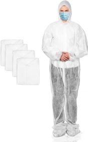 Hazmat Suits Disposable Coveralls Large. Pack of 5 White Disposable Coveralls for Men and Women. Paint Suit 30gm/m2 Polypropylene Protective Suits wit