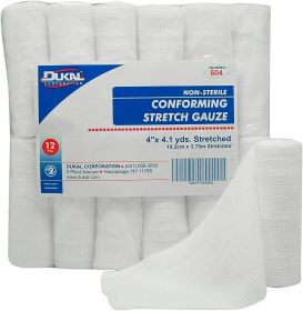 Conforming Stretch Gauze 4 inch x 4.1 yards. Case of 96 Conforming Bandages. Rayon/poly knitted stretch gauze. Non-sterile bandages. Comfortable and g