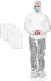 Hazmat Suit Disposable Coverall 4X-Large. White Painters Suit for Men and Women. Paint Suit 30gm/m2 Polypropylene Protective Suit with Attached Hood;