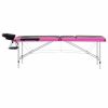 3-Zone Foldable Massage Table Aluminum Black and Pink