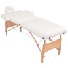 2-Zone Folding Massage Table and Stool Set 3.9" Thick White