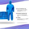 Disposable Coveralls with Hood Large; Pack of 5 Blue Hazmat Suits Disposable with Front Zip; Elastic Wrists & Ankles; 50gsm SMS Lab Coveralls Disposab