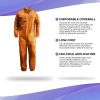 Hazmat Suits Disposable Coveralls XX-Large. Pack of 5 Orange Non Hooded Coveralls for Men and Women. Polypropylene Polyethylene 40 GSM Paint Suit Cove