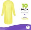 Disposable Isolation Gowns 45". Pack of 10 Yellow Disposable Gowns X-Large. Ppe Gown; CPE Medical Gowns with Long Sleeves; Apron-Style Neck. Surgical