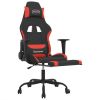 Massage Gaming Chair with Footrest Black and Red Fabric