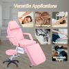 Massage Salon Tattoo Chair with Two Trays Esthetician Bed with Hydraulic Stool,Multi-Purpose 3-Section Facial Bed Table, Adjustable Beauty Barber Spa