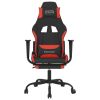 Massage Gaming Chair with Footrest Black and Red Fabric