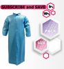 Disposable Gowns Large. Pack of 10 Blue Lab Coat Men 40 gsm Polypropylene Polyethylene Surgical Gowns with Collar; Loop Fastener; Long Sleeves; Elasti