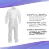 Disposable Coverall; Paint Suit X-Large. White Hazmat Suit. 60 gsm SMS Fabric Painters Suit with Zipper Front Entry; Elastic Wrists; Elastic Ankles; U