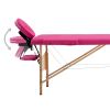 Foldable Massage Table 2 Zones Wood Pink