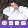 Disposable Coveralls XX-Large. Pack of 5 White Microporous Hazmat Suits. Anti-Static Protective Suits with Attached Hood; Boots; Elastic Wrists. Paint