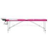 3-Zone Foldable Massage Table Aluminum White and Pink