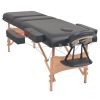 3-Zone Folding Massage Table and Stool Set 3.9" Thick Black