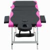 3-Zone Foldable Massage Table Aluminum Black and Pink