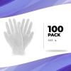 Vinyl Disposable Gloves. Pack of 100 Universal Gloves Large Size. Natural Color Non Sterile Ambidextrous Food Gloves for Kitchen; Cooking; Powder Free