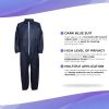 Hazmat Suits Disposable Coveralls. Pack of 5 Dark Blue XX-Large Painters Suits; 55gsm Polypropylene Protective Clothing. Zipper Front Entry and Elasti