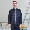 Hazmat Suits Disposable Coveralls. Pack of 5 Dark Blue XX-Large Painters Suits; 55gsm Polypropylene Protective Clothing. Zipper Front Entry and Elasti