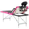 4-Zone Foldable Massage Table Aluminum Black and Pink