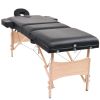 3-Zone Folding Massage Table and Stool Set 3.9" Thick Black