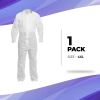 Hazmat Suits Disposable Coverall Paint 4X-Large. 60 gsm SMS Painters Suit with Zipper Front Entry; Elastic Wrists; Elastic Ankles. Unisex Protective S