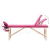 Foldable Massage Table 3 Zones Wood Pink