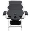 4-Zone Foldable Massage Table Aluminum Black and White