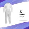 Disposable Coverall; Paint Suit X-Large. White Hazmat Suit. 60 gsm SMS Fabric Painters Suit with Zipper Front Entry; Elastic Wrists; Elastic Ankles; U