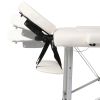 Cream White Foldable Massage Table 2 Zones with Aluminum Frame