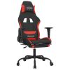 Massage Gaming Chair with Footrest Black and Red Fabric