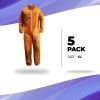 Hazmat Suits Disposable Coveralls X-Large. Pack of 5 Orange Non Hooded Coveralls for Men and Women. Polypropylene Polyethylene 40 GSM Paint Suit Cover