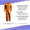 Hazmat Suits Disposable Coveralls 3X-Large. Pack of 5 Orange Non Hooded Coveralls for Men and Women. Polypropylene Polyethylene 40 GSM Paint Suit Cove